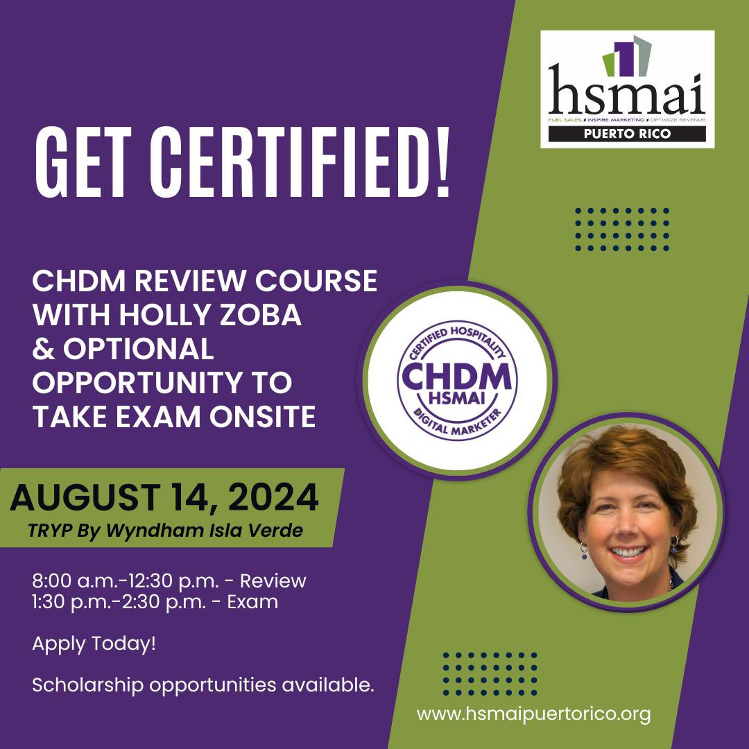 Countdown to CHDM certification mode activated! ⏰ We are so ready to level up our digital marketing game with the #HSMAIPuertoRico #CHDM certification course led by the amazing Holly Zoba 🙌🏽

#HSMAI #HospitalityDigitalMarketing #Excited #LearningModeOn