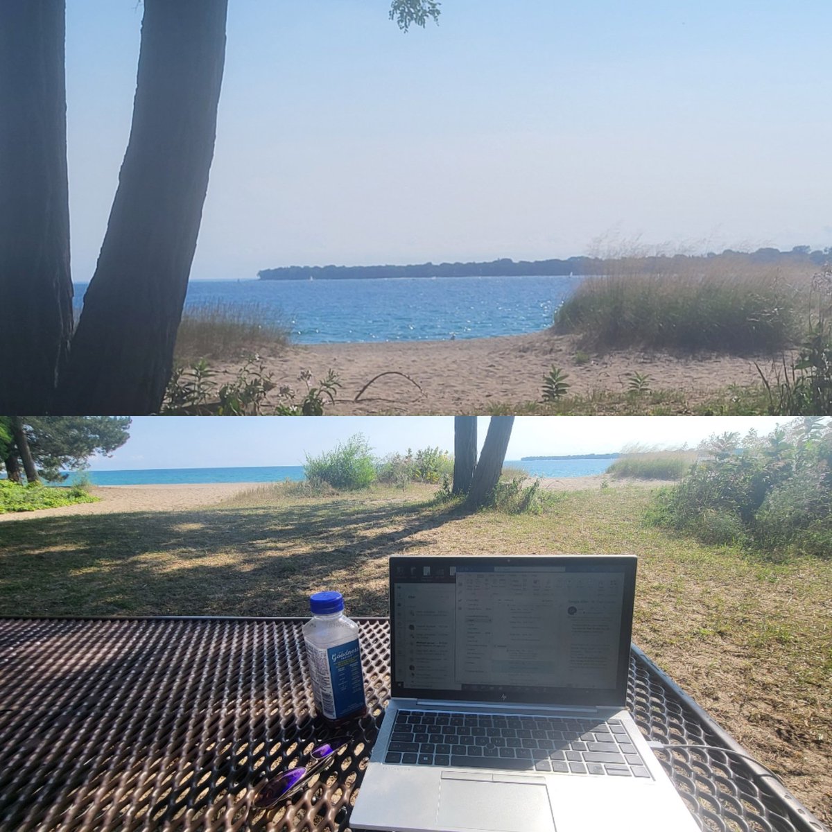 Car's in the shop still, hopped a bus and waiting for an assignment. Might walk home after. 🌊⛱️❤️