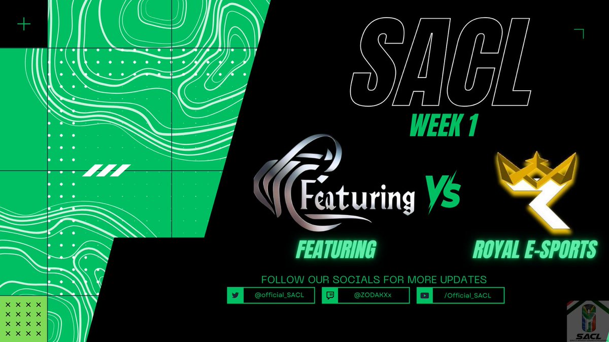 ▶️  Final showdown for week 1 in the #R6S <a href="/Official_SACL/">South African Competitive League</a> 🟢⚪️

🕖 19h00
🎙 <a href="/_SharpX/">SHARPX</a>
🖥 twitch.tv/sharpx_za

➡️ Let's close the MW on a high #R6ZA