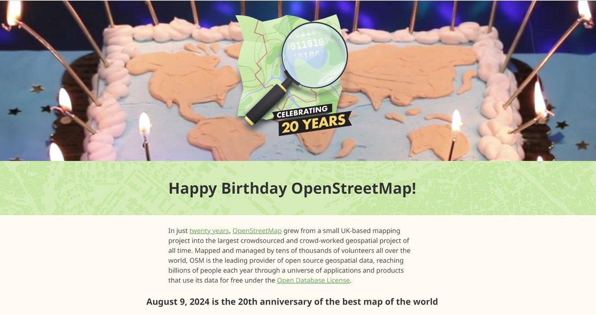 Josef Strobl (@gistrobl.bsky.social) (@gistrobl) on Twitter photo Congratulations <a href="/openstreetmap/">OpenStreetMap</a>! A unique achievement to lead the move from top-down to bottom-up mapping of our world - demonstrating the viability of crowdsourcing, collective QA, open sharing AND providing foundations for public participation on numerous topical platforms! Congratulations <a href="/openstreetmap/">OpenStreetMap</a>! A unique achievement to lead the move from top-down to bottom-up mapping of our world - demonstrating the viability of crowdsourcing, collective QA, open sharing AND providing foundations for public participation on numerous topical platforms!
