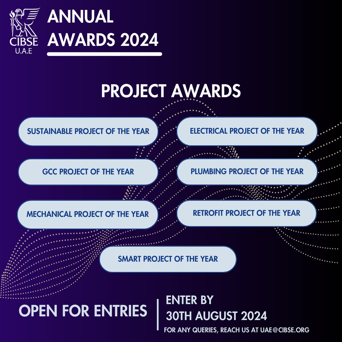 cibse_uae's tweet photo. Exciting news from CIBSE UAE! 🌟 Announcing this year's project awards: Book by August 15th for the Early Bird discount! 🔗 https://t.co/GcJF04flFo

#EngineeringAwards #InnovativeEngineering #FutureOfEngineering #CIBSEUAEAwards #CIBSE2024 #CIBSE #UAEAwards #AnnualAwards https://t.co/I7tkSVaY8c