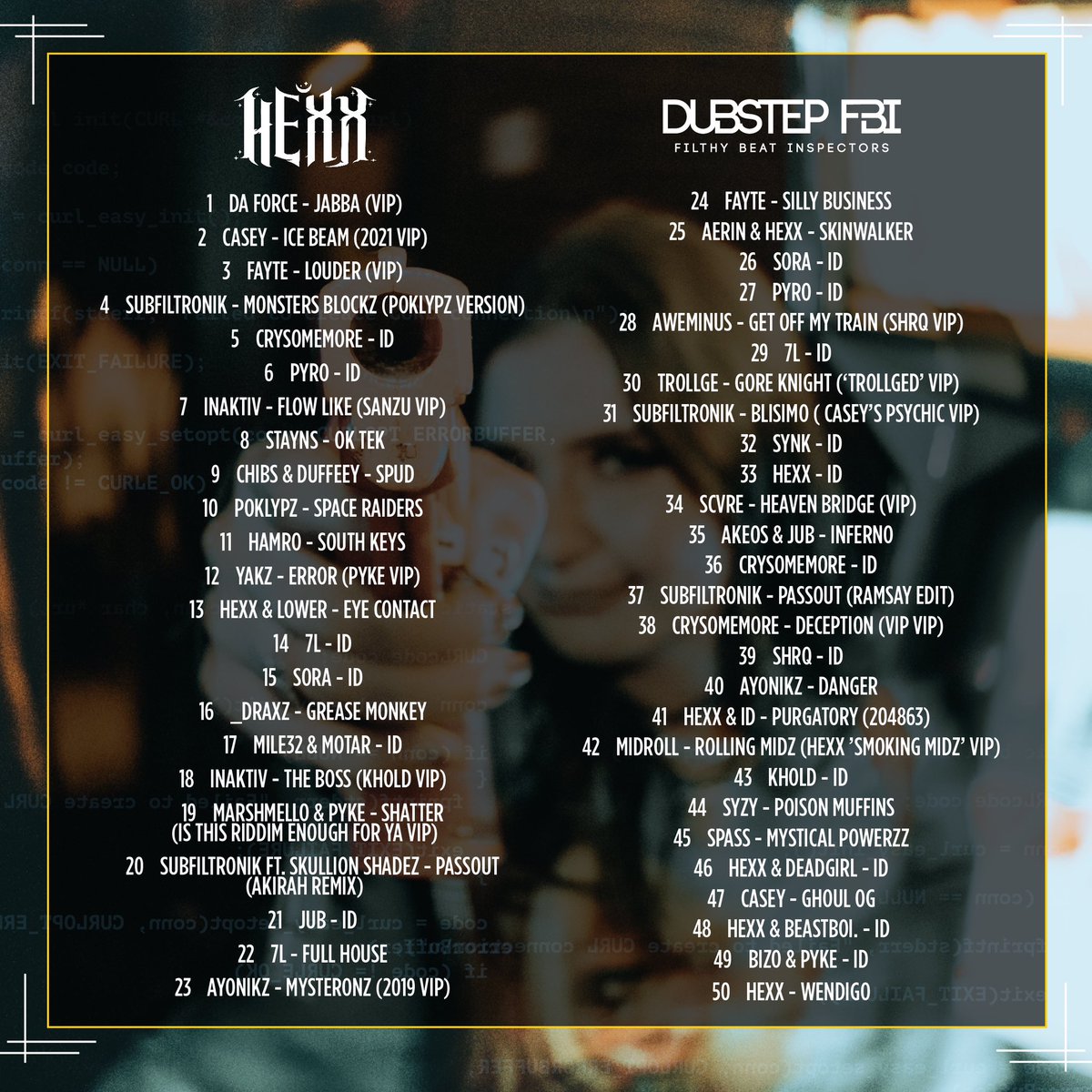 FILTHY BEAT INSPECTORS (@dubstepfbi) on Twitter photo HEXX HAS BEEN CAPTURED ‼️ 50 tracks make up her most lethal delivery yet… HEXX HAS BEEN CAPTURED ‼️ 50 tracks make up her most lethal delivery yet…