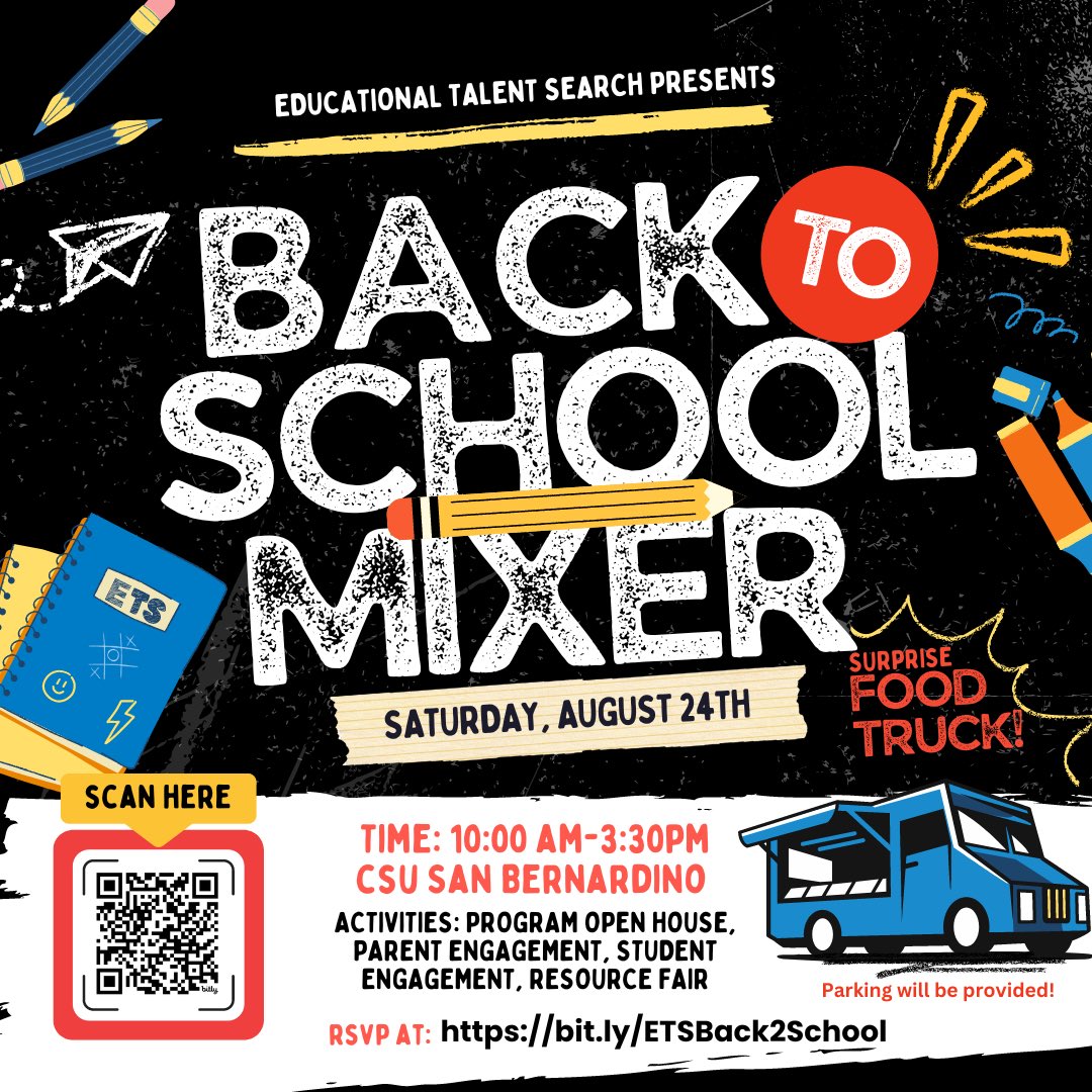CjusdCte's tweet photo. Join TRIO Educational Talent Search on August 24th at CSUSB to kick off another school year. This is a family and community friendly event. There will be STEM and Leadership workshops for students and a parent Engagement workshop for Parents. There will also be a resource fair . https://t.co/xnmcUAZKSk