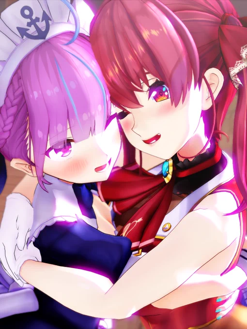 あくあマリン母娘ハグ#ハグの日 #あくあーと#マリンのお宝 ©2016 cover corp. 