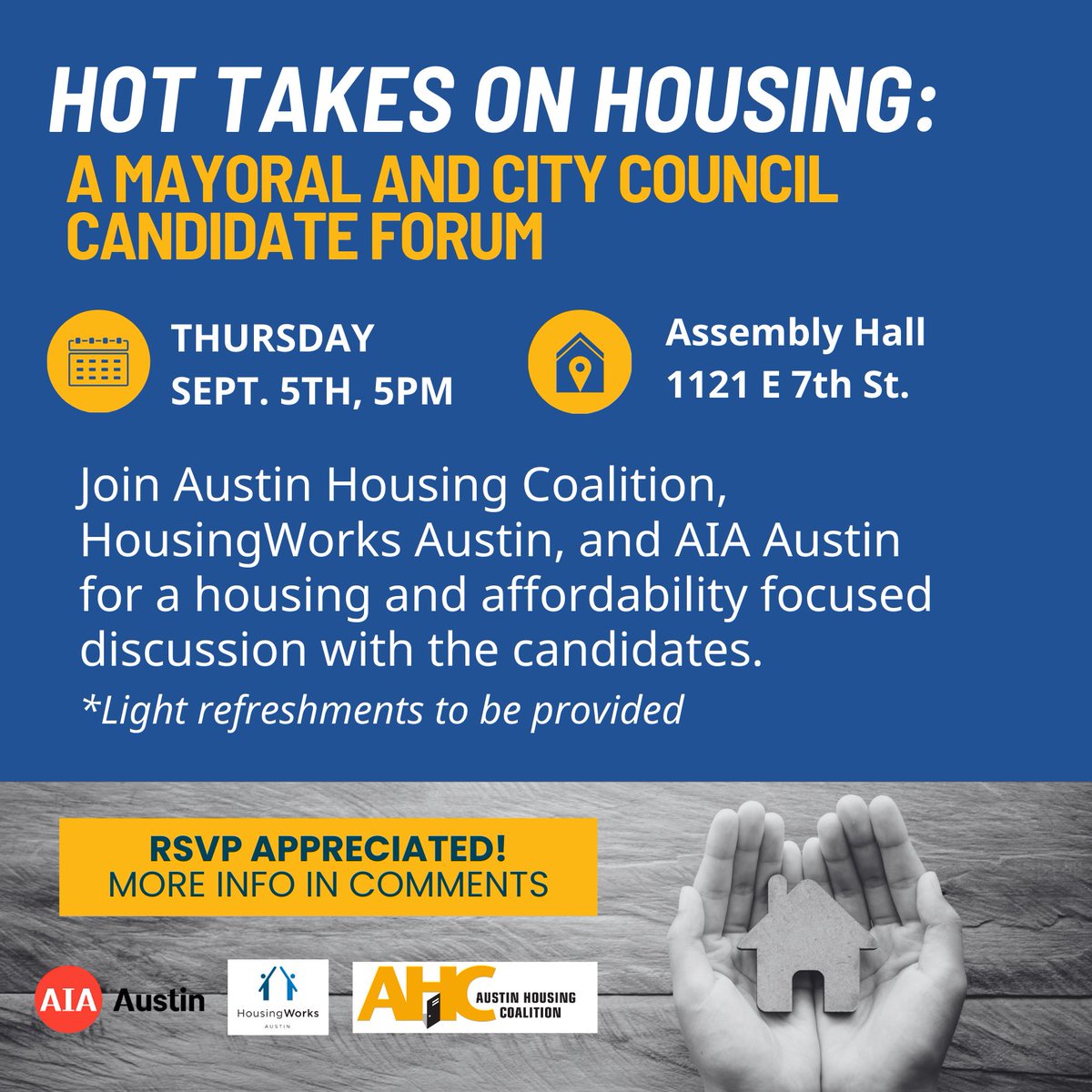 Ready to dive into housing? Join us as we talk shop with the candidates for Mayor and Districts 2, 4, 6, 7, and 10!