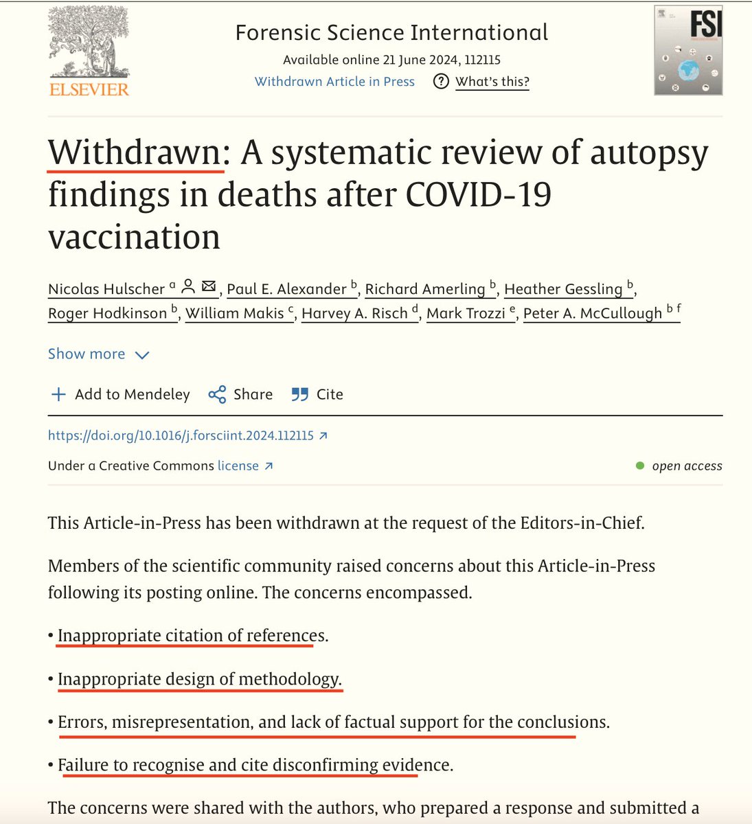 Yet ANOTHER much circulated antivaxx "study" withdrawn.

This is the nonsensical autopsy study used to (allegedly) support "died suddenly" BS.

Authors = antivaxx supplement salesmen supergroup.

Reasons for withdrawal:
- "Inappropriate design of methodology.
- Errors,