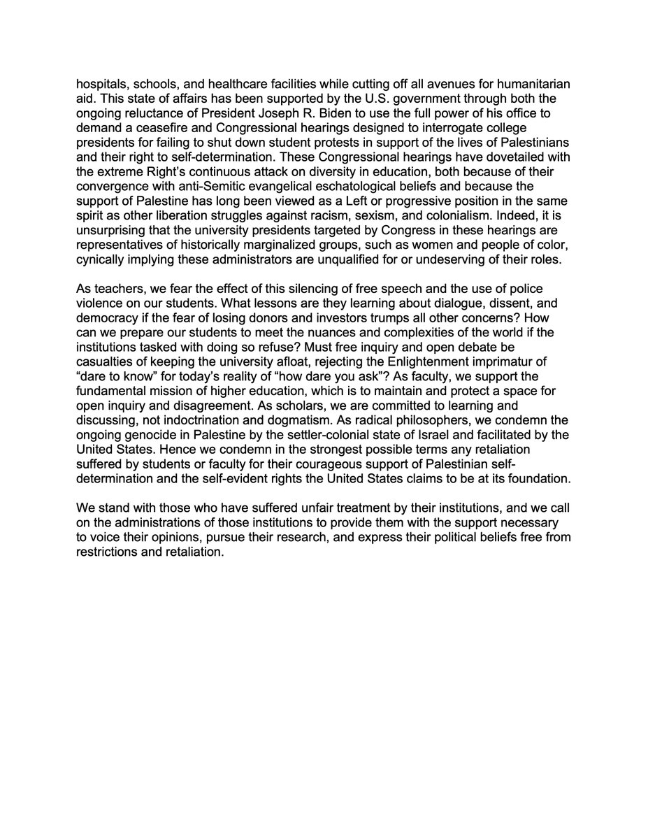 RadPhilAssoc's tweet photo. The RPA wrote a statement on freedom of speech and protest in light of the intellectual and violent censorship occurring on College Campuses. We support students critical inquiry and protests in regards to the current Israel/Palestine war and in regards to every other event. https://t.co/6t7vP834Nf