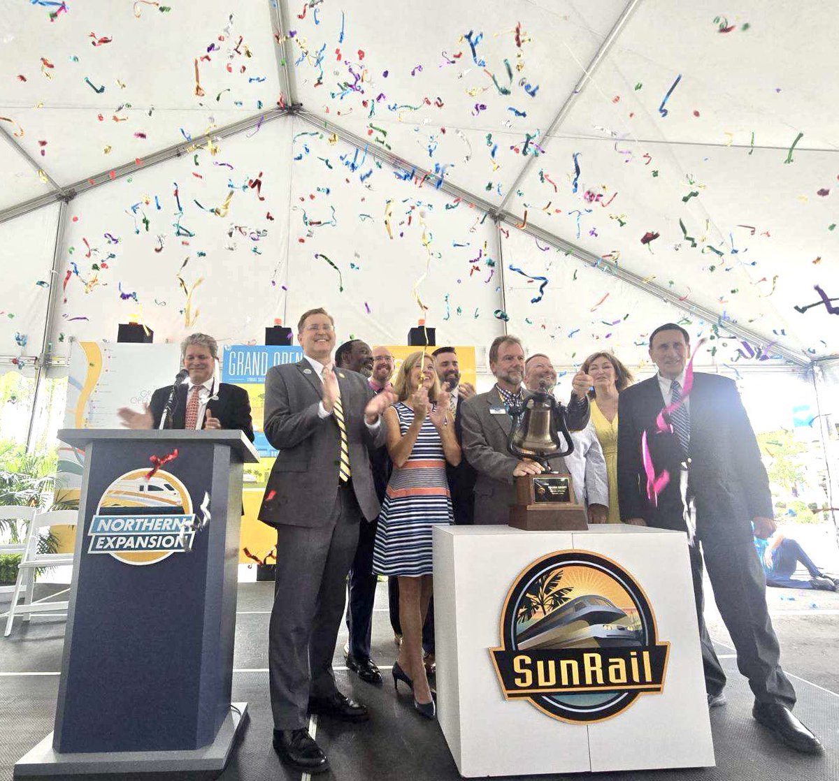 RideSunRail's tweet photo. That's a wrap! 🎉 A BIG thank you to our esteemed guests and community members for joining us at the DeLand SunRail Station Grand Opening Ceremony! 🚆 Service begins Monday, 8/12. The FULL schedule will be available this weekend on https://t.co/LIYH770Bzx. See you on board! https://t.co/0mCS1GGBA9