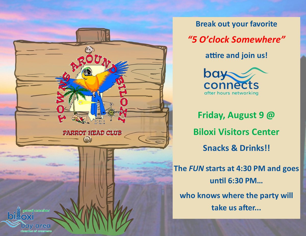 Looking for a marketing opportunity? Come on by the Biloxi Visitor's Center after work today! Bring your business cards!!