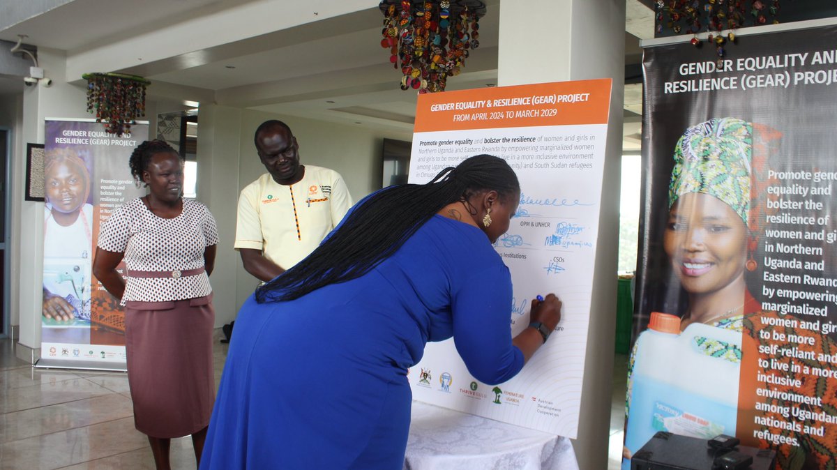 feminature's tweet photo. We officially launched the 5-year #GEARproject funded by @ADCinUganda through @CAREUganda which is aiming at bridging the gaps that promote gender inequality. This exercise was witnessed by the three implementing partners &amp; different government officials from Arua, Gulu &amp; Terego. https://t.co/uEn229WkUa