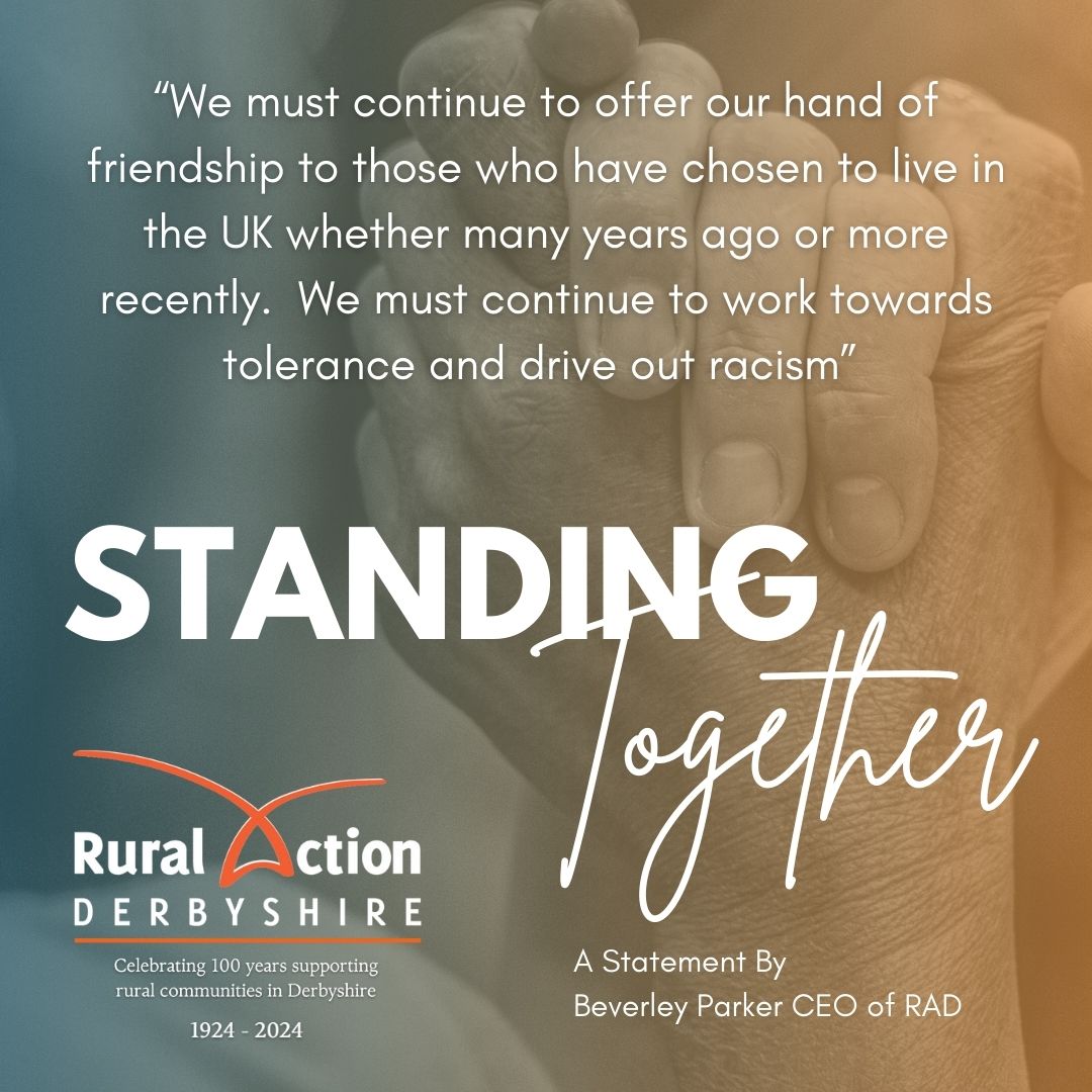 RAD CEO Beverley Parker highlights the strength and resilience of the voluntary sector amid recent UK unrest.

READ IT HERE:
ruralactionderbyshire.org.uk/blog/standing-…

Together, we rise above uncertainty with unwavering commitment.

#CommunityStrength #Resilience #Volunteers