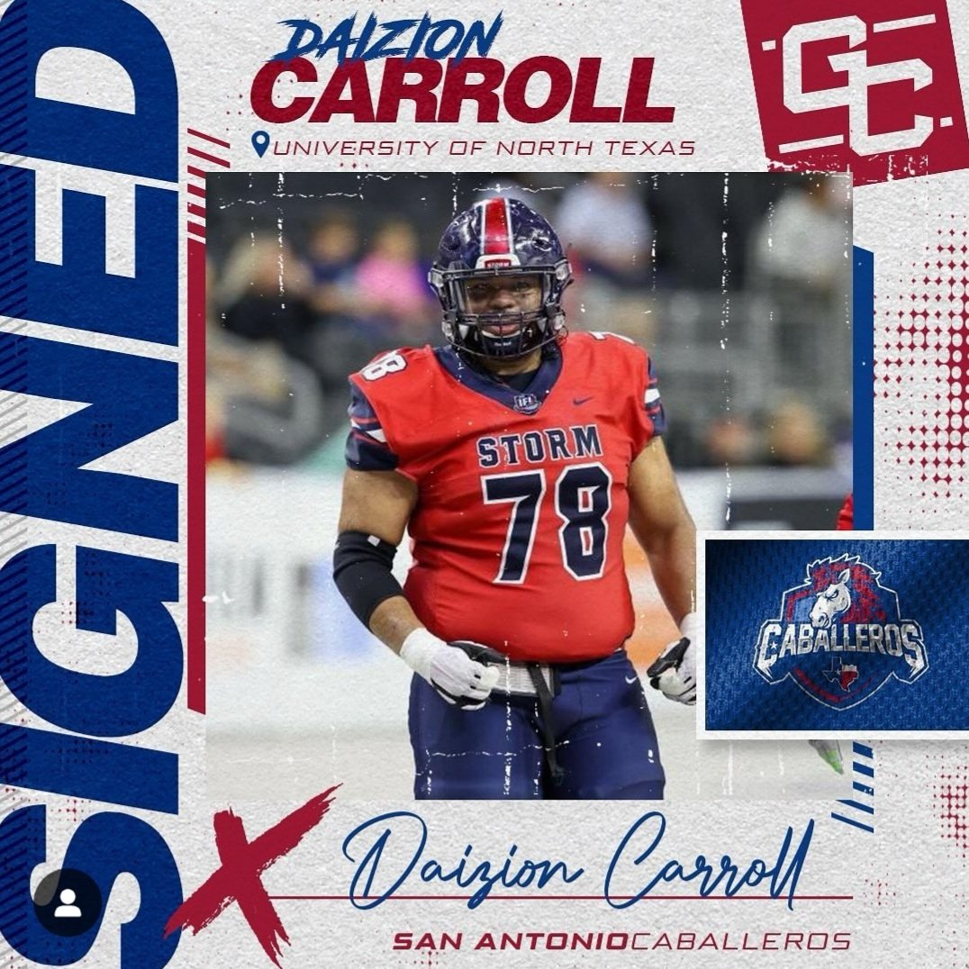 Excited to add <a href="/MeanGreenFB/">UNT Football</a> offensive Lineman <a href="/cdaizion/">Daizion Carroll</a> to @IFASanAntonio! Carroll played in 48 games during his North Texas career with 25 starts that culminated with Honorable Mention All-<a href="/American_Conf/">The American</a> honors in 2023. Happy to have you on board big guy! 💪