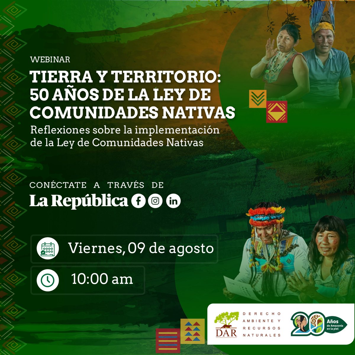 ONGDAR's tweet photo. #RELATORIA: Desde DAR se realiza este espacio en el marco de la línea de innovación para debatir sobre qué sabemos y qué cosas se ha mejorado con la Ley de Comunidades Nativas, y explorar si es posible mejorarla. https://t.co/HEPddvwkHO