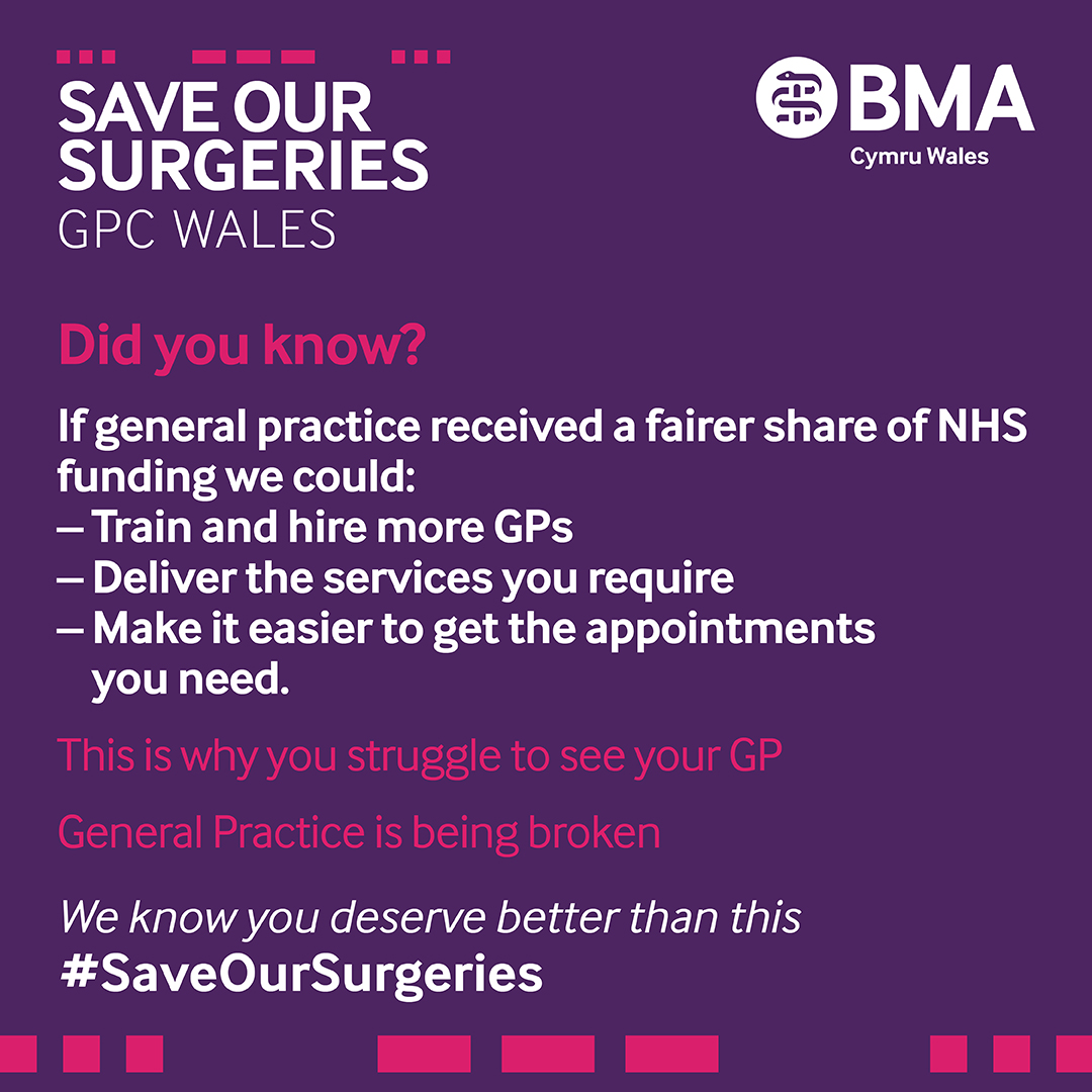 🔐100 GP surgeries in Wales have closed since 2012.

🩺Help us to secure fairer funding for general practice to deliver the services you require and improve appointment availability 

📩Email your Member of the Senedd to #SaveOurSurgeries 

➡️ bit.ly/46IaCKL