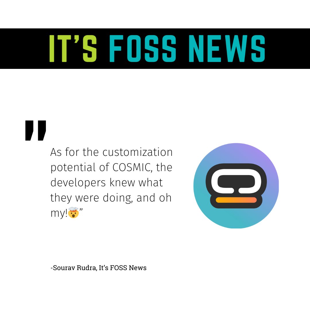 COSMIC_desktop's tweet image. Their emoji sums it up! #COSMICdesktop 🤯! Coverage from It&apos;s Foss News! news.itsfoss.com/pop-os-24-04-c…