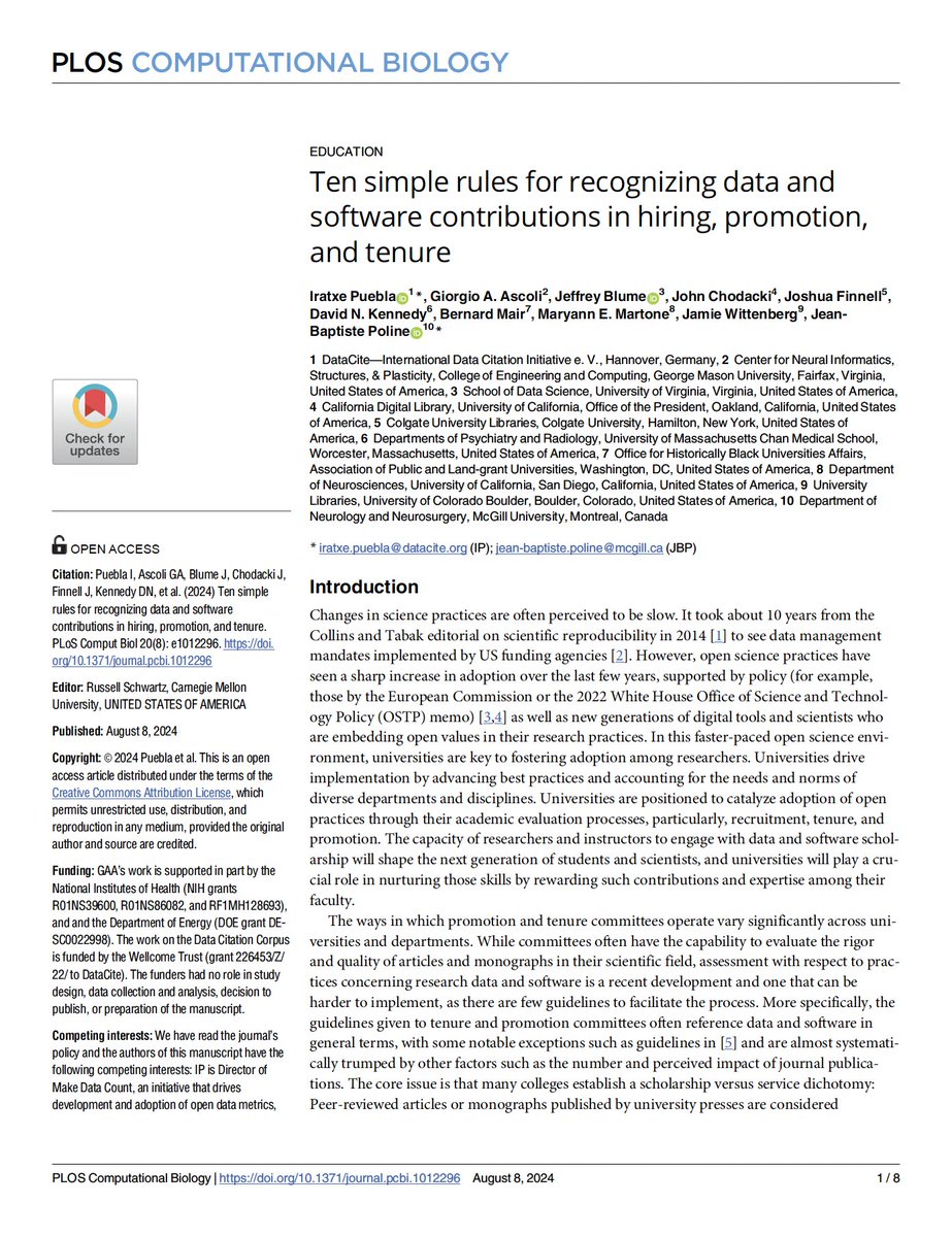 Make Data Count (@makedatacount) on Twitter photo Just published! ‘Ten simple rules for recognizing data and software contributions in hiring, promotion, and tenure’ offers practical steps to update institutional processes to recognize open data & software on their own merits. <a href="/PLOSCompBiol/">PLOS Comp Biol</a> journals.plos.org/ploscompbiol/a… Just published! ‘Ten simple rules for recognizing data and software contributions in hiring, promotion, and tenure’ offers practical steps to update institutional processes to recognize open data & software on their own merits. <a href="/PLOSCompBiol/">PLOS Comp Biol</a> journals.plos.org/ploscompbiol/a…