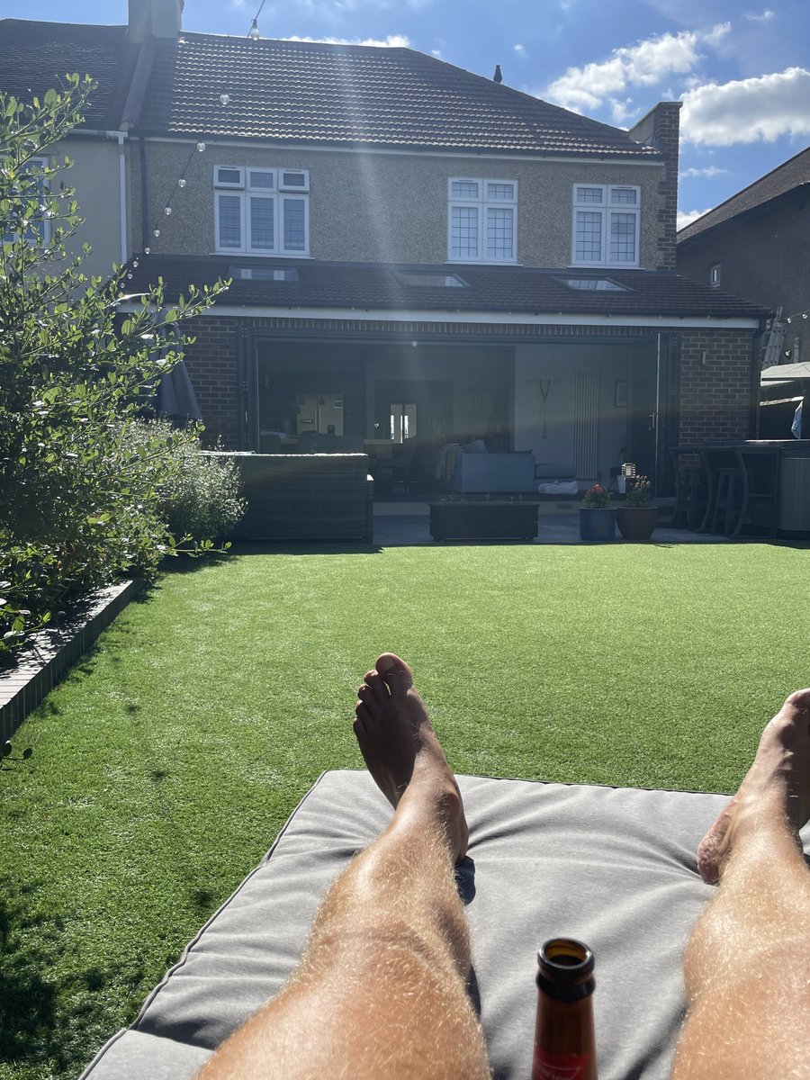 Grass brushed and hoovered so a well earned Budweiser in the sun 😃