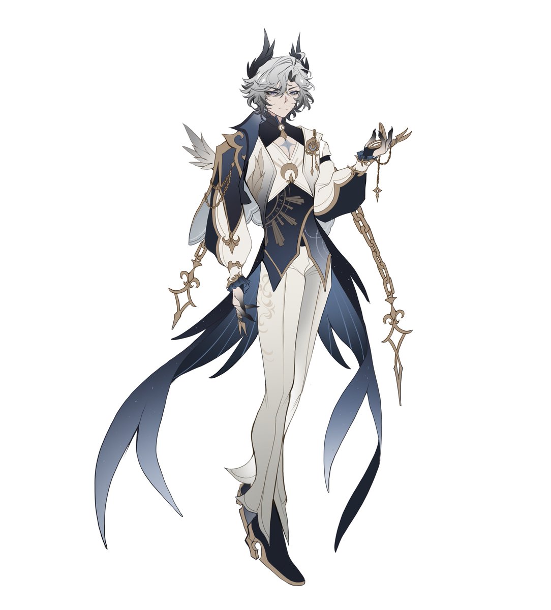 oversaltedcat's tweet image. i redid Solaris 🫡 they double both as an oc and as sona

the main inspiration is a sundial so most elements have to do with time !! also wings and feathers because of the saying &apos;time flies&apos;