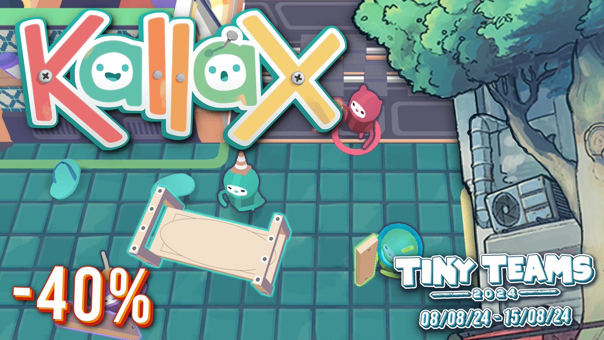 🧰KallaX is -40% during #tinyteams2024! 
Enjoy the event and watch <a href="/yogscast/">The Yogscast</a> play awesome multiplayer games throughout the week! 

This is the biggest sale for KallaX, gather your friends, build furniture, yell at each other and lose friendships forever 🔨🪑🔧