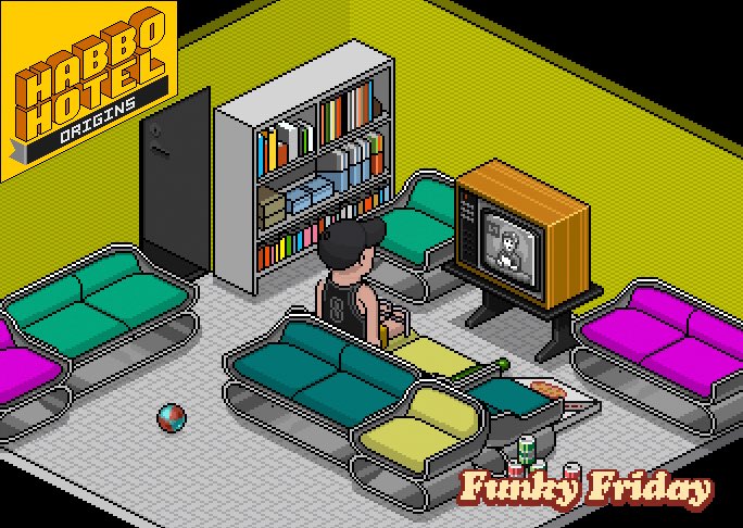 🛋️ ¡Es viernes de Funky Friday! 🛒 La colección Sillón Mode ya está en el Catálogo, pero solo por 24 horas.
 ¡Corre y consigue los tuyos antes de que sea tarde! 
#HabboOrigins #HabboHotelOrigins
🌸