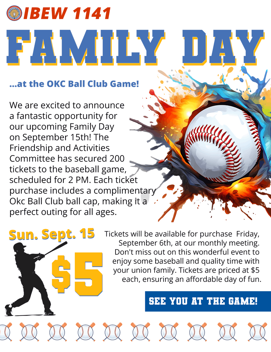 Get your Family Day tickets at the Sept. 6 meeting!