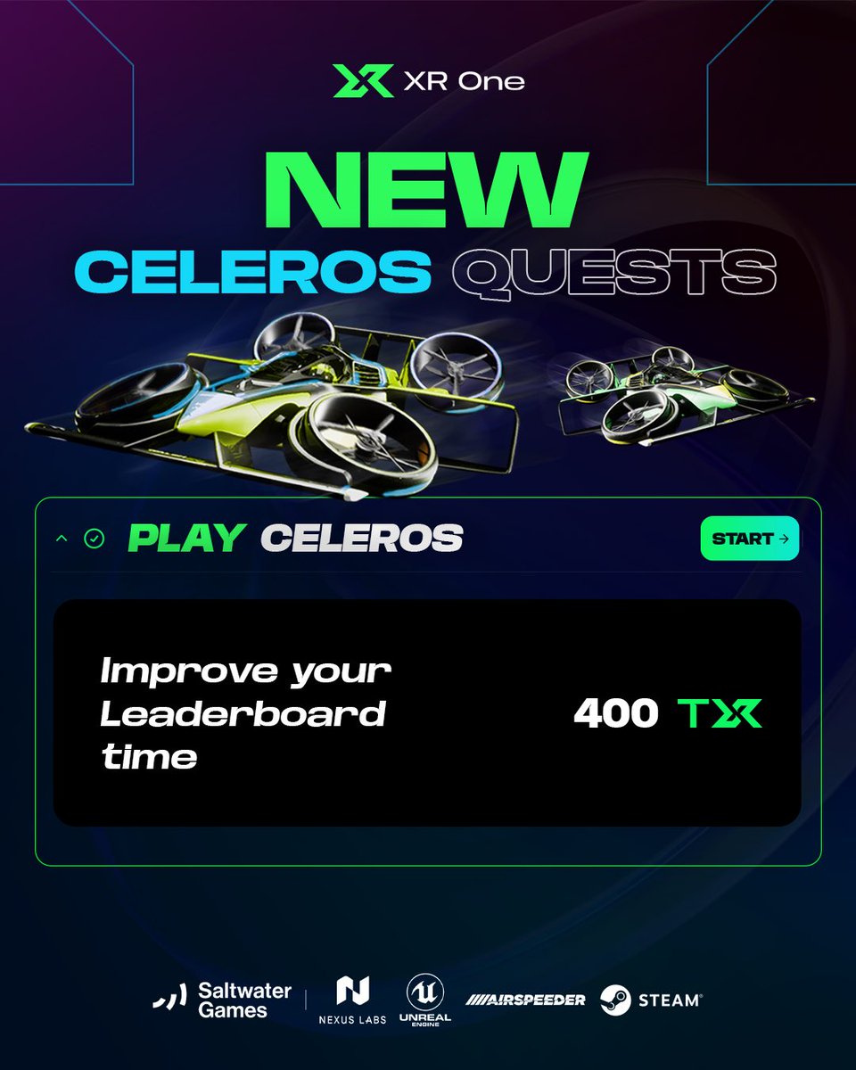 CelerosGame's tweet image. 🚨New Quest Alert!🚨

Unlocked right now – Improve Your Leaderboard time.

Sharpen your skills and climb the ranks. Show us what you’ve got and earn more TXR!