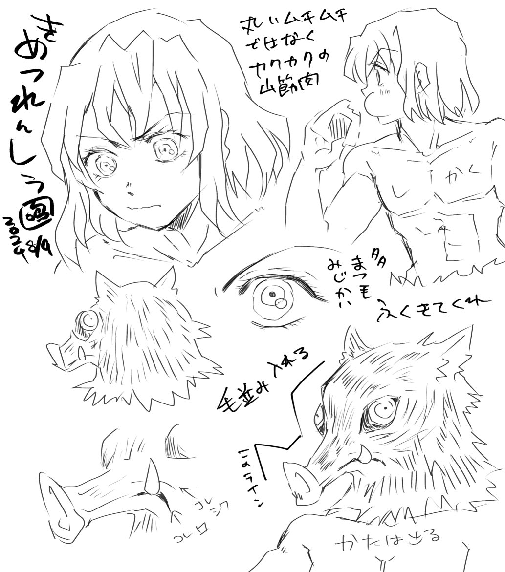 男ばっかりになってしまった善逸伊之助義勇さんキャラ表。あとアオイちゃんと伊黒さんさえなんとかすればノマカプ勢だけでもネタにできるんだがが ていうか善逸これキャラ表…なのか…? 