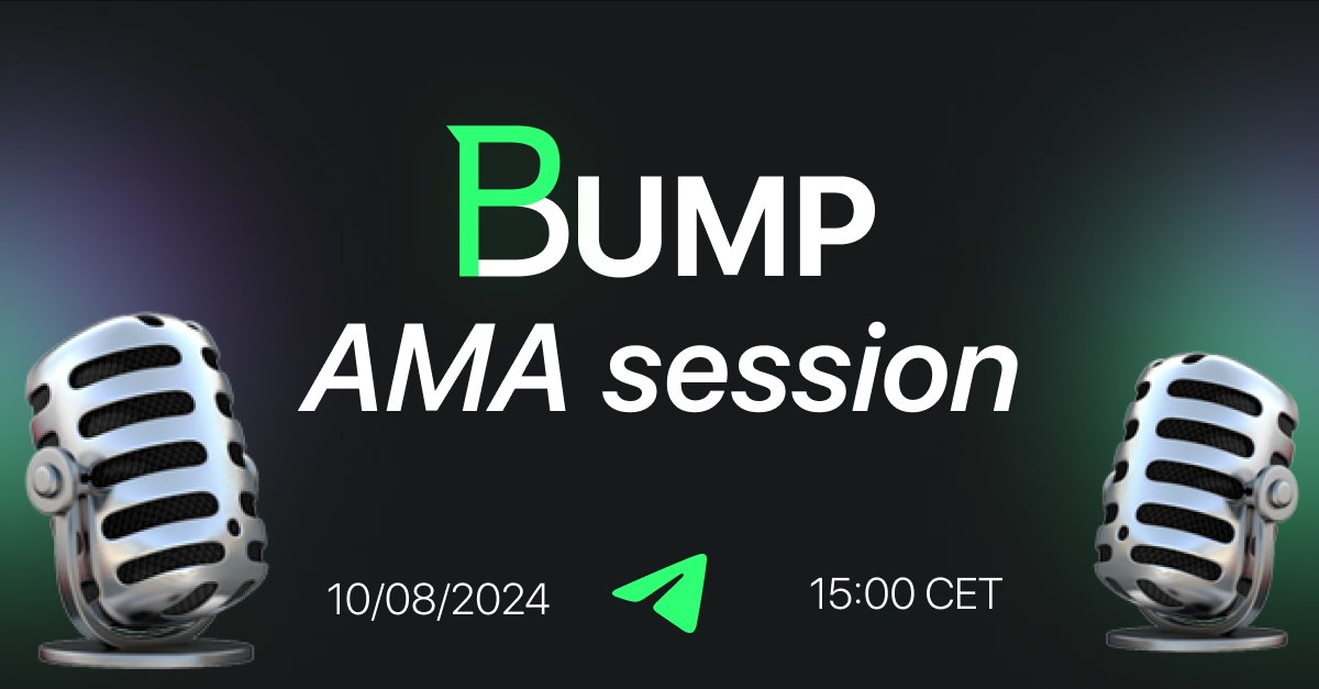 We remind you about the AMA-session, which will take place (date/time) in our Telegram channel. 

Host: Victoria Goldenberg, CVO at MMPro Group 🗣️
🔊 Speaker: Arseny Dugin, CTO at MMPro Group

Bump team has reviewed more than 500 questions from our community and selected the most