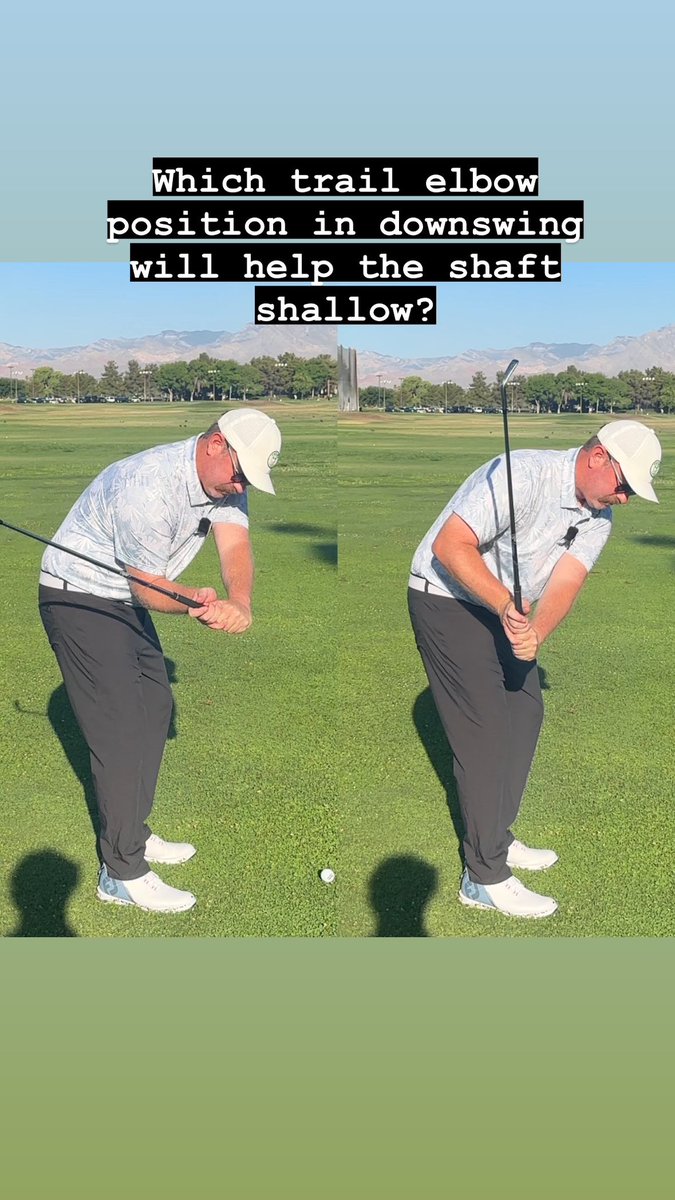 chowardgolf's tweet image. Which dowsnwing trail elbow will create a better shallowing motion? #golf #golfswing #golfswingtips #golfswingcoach