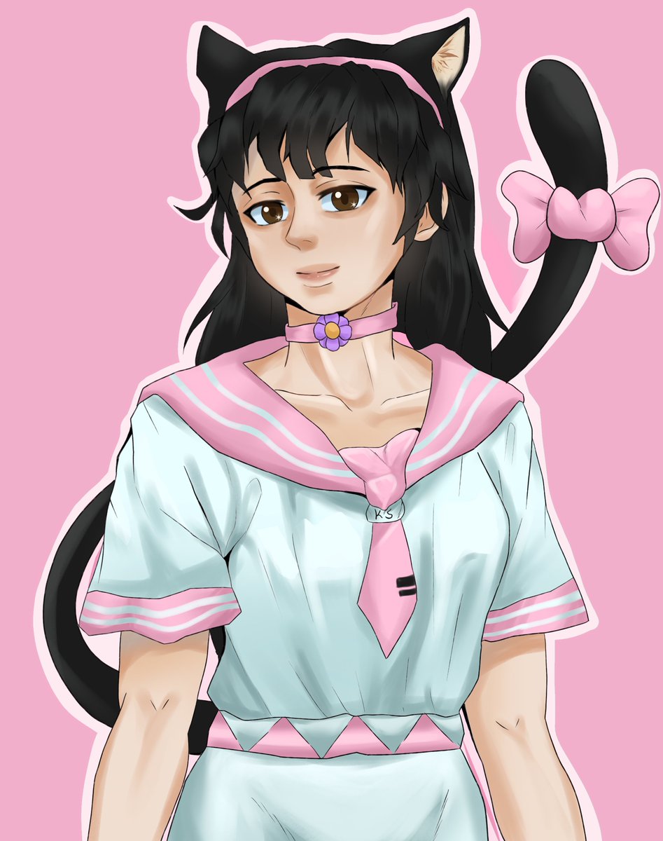KateyShion's tweet photo. Look! Its me! Nyan! 🩷🫰🫶 
Beautiful artwork done by @kevzko_artz 🩷 https://t.co/z3CBqL2Z2Q