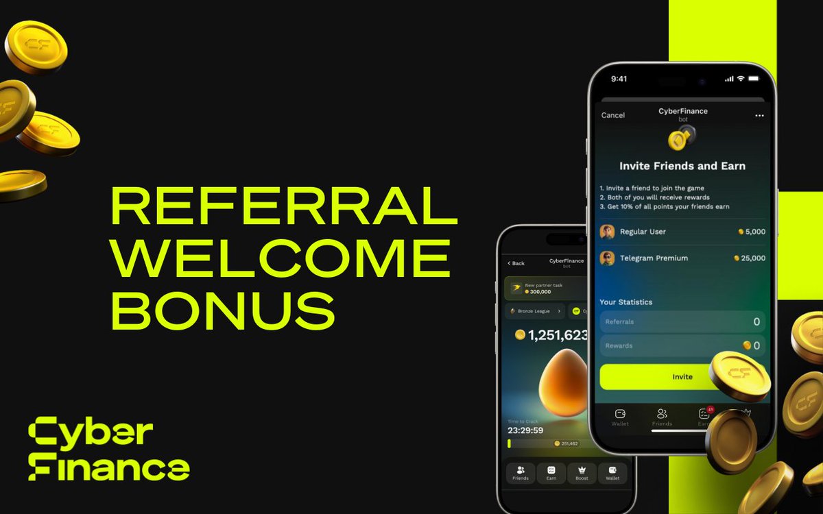 WagmiHub's tweet image. 💥 New Bonuses for Inviting Friends!

Invite a friend and you both receive 5,000 $xCFI

If your friend have Telegram Premium then you both get 25000 $xCFI each

10% lifetime rewards from the points of your referrals are still valid!