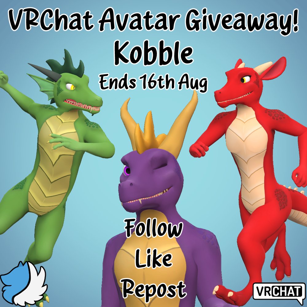 SWolfCreations's tweet image. ✨VRChat Avatar Giveaway!✨

How to enter:
❤️Like
🔁Repost
✅Follow @SWolfCreations 

✨Also use code "KOBBLE2" at checkout for £5 off!✨

#kobbleVRC #furry #scaley #scalie #furries #furryartist #fursona #furryfandom #furryvrchat #VRChat #3D #3DModel