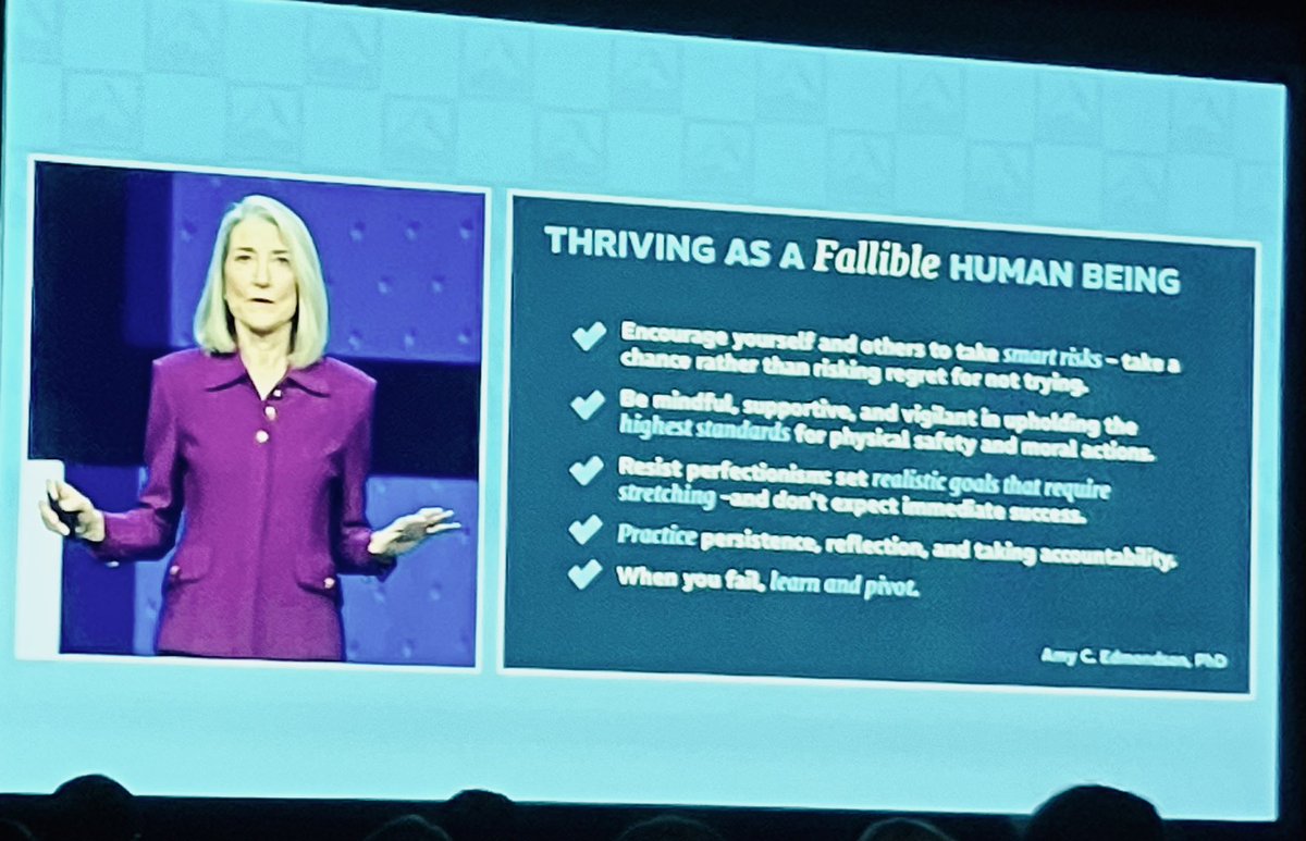 KoontzOncology's tweet photo. How can we thrive as a fallible human being per @AmyCEdmondson during #GLS24 

#LeadershipMatters #LeadershipDevelopment #Leader #IntelligentFailure https://t.co/dzLk9rJ6F5