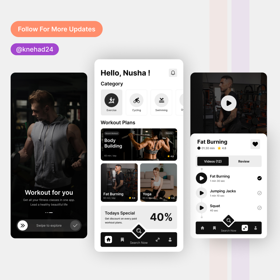 knehad21's tweet photo. Fitness &amp; Workout Mobile App
https://t.co/iGpjsQXgb4

I hope you love it, and I’d appreciate any feedback

#appuidesign #fitnessapp #fitness #mobileappdesign #uiuxchallenge #uidesignchallenge #uidesign #knehad24 #2024trends #popular #popularnow #uxinspiration #UXDesign https://t.co/tifWkRZDNb