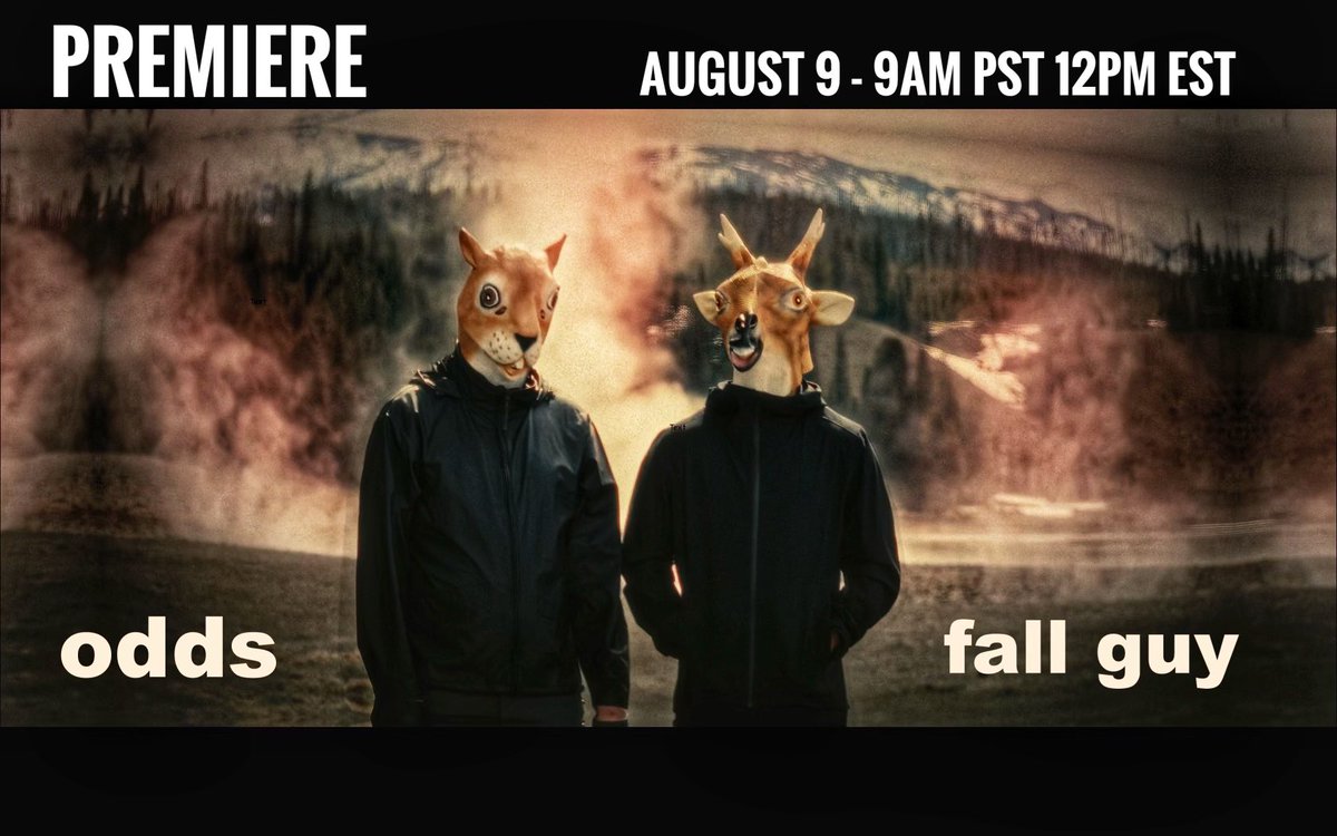oddsmusic's tweet image. PREMIERE - Odds "Fall Guy" film will debut at 9am PST - 12pm EST today August 9th. Comments and questions in this thread. We'll answer them.
Premiere is on YouTube! #CrashTheTimeMachine #FallGuy 

🎥 youtu.be/F238F6y1fjw?si…