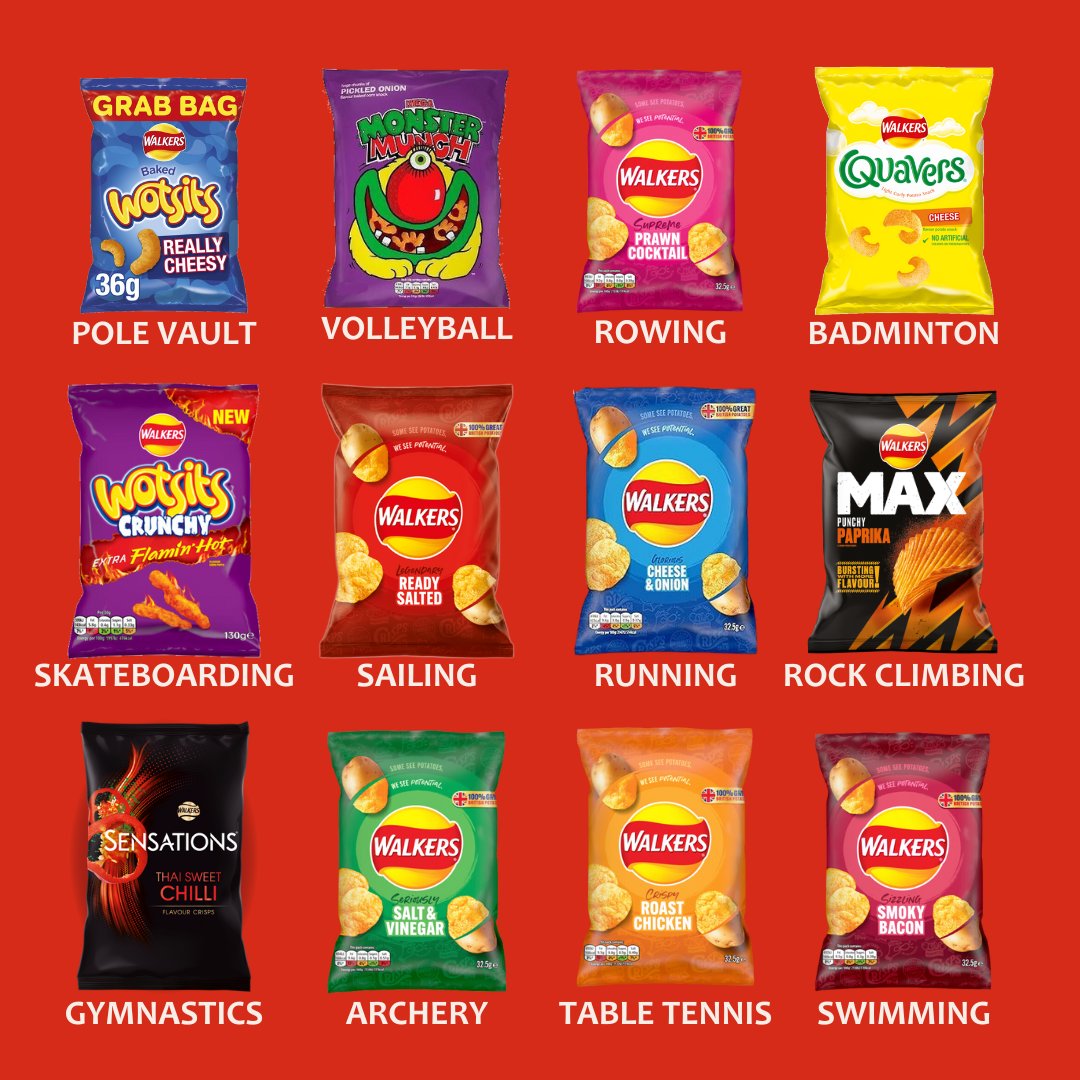 walkers_crisps's tweet photo. Your favourite flavour, your sport https://t.co/aSs7pbEnTS