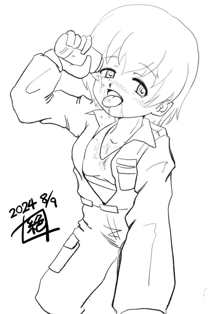 #週末ガルパンお絵描き120分一本勝負
#週末ガルパンお絵描き120分一本勝負20240809
お題「ツチヤ」
自動車部で一番のお気に入り
可愛い
小悪魔的可愛らしさが…❤️
今日はえっち要素は排除した感じで
水筒の飲み物を飲むツチヤ であります!!
はーカワユスー