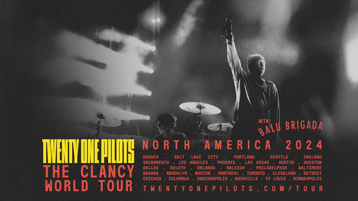 Twenty One Pilots will be joined by special guest Balu Brigada on The Clancy World Tour stop at Toyota Center on September 4. Get tickets now.