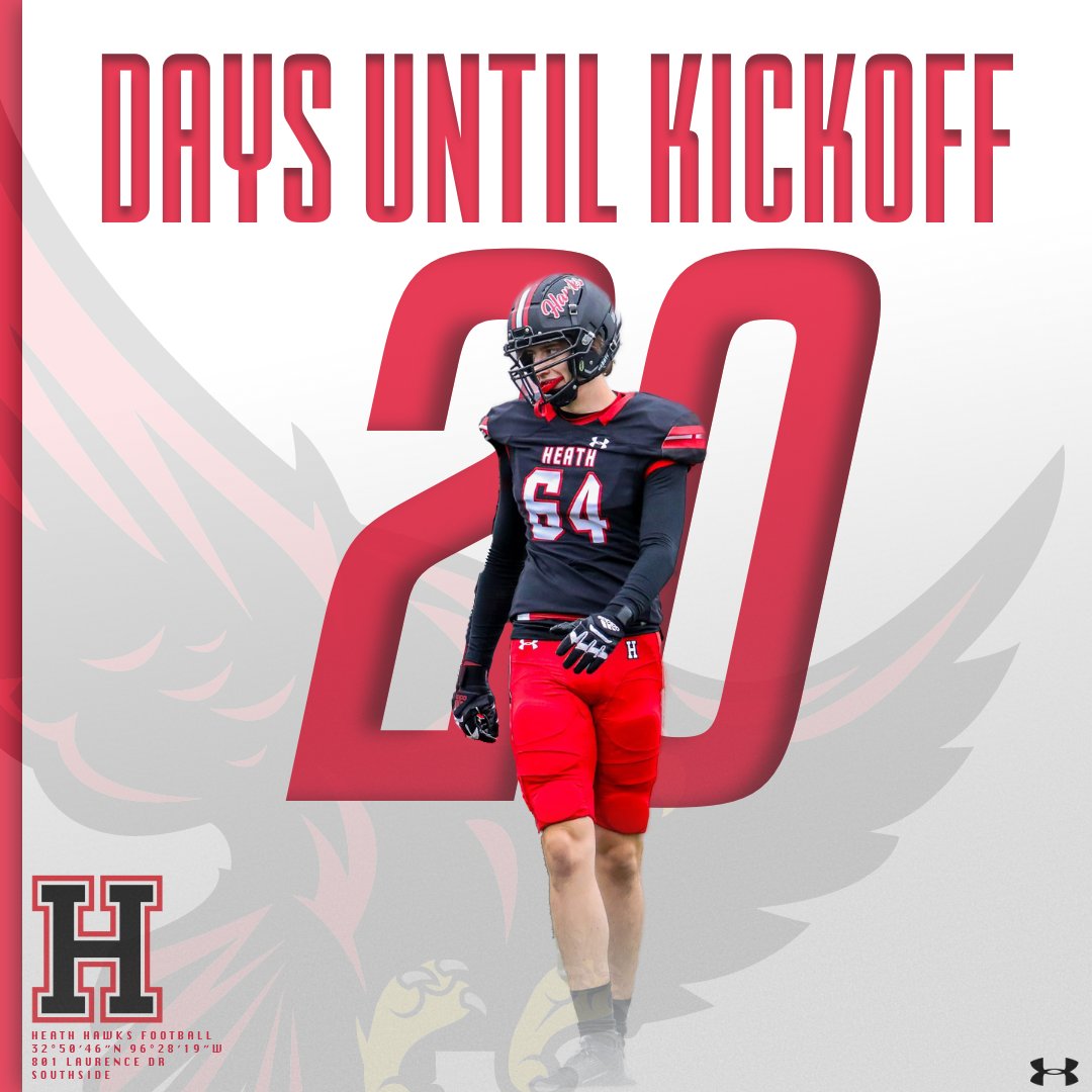 HeathHawksFb's tweet photo. 20 days from our home opener vs. Highland Park 
📍Wilkerson-Sanders Stadium 
📆 Aug. 29
#SouthSide https://t.co/WiakWG3cYf