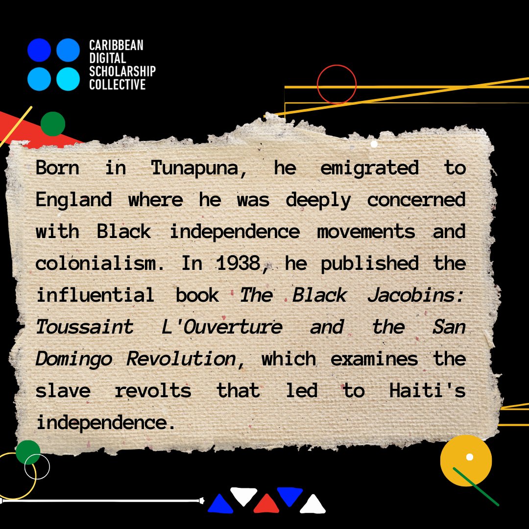 caribbean_dsc's tweet photo. 📚🇹🇹 For this #HistoricalFigureFriday, we are highlighting C.L.R. James, a Trinidadian historian whose works centered around politics, radicalism, and revolution. 

Sources:
https://t.co/mgbzXrhgMf
https://t.co/qFLGoEVaC7

#CDSC #CLRJames #Trinidad https://t.co/EoNb8yXjbe