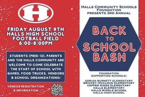BACK TO SCHOOL BASH TODAY!!
6p - 8p @ Halls High Football Field 

Come by and see us!