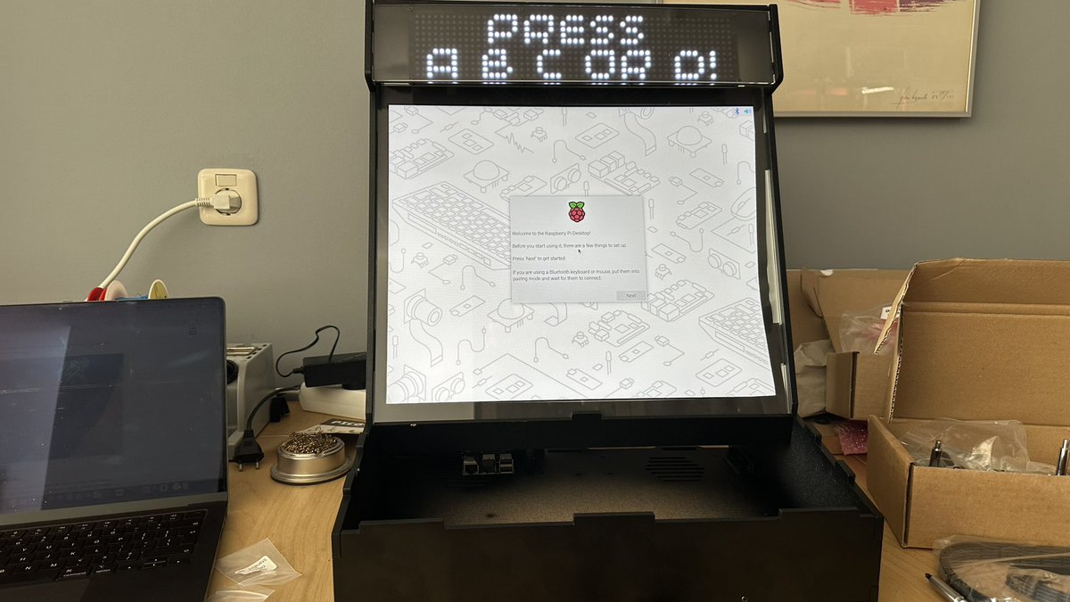 3Dprintingstuff's tweet photo. A quick power on test halfway the build of my new @pimoroni picade max. Looking really nice, only thing just noticed is the moved screen side. Build to continue tomorrow  😊 https://t.co/nEKmSYGWYO