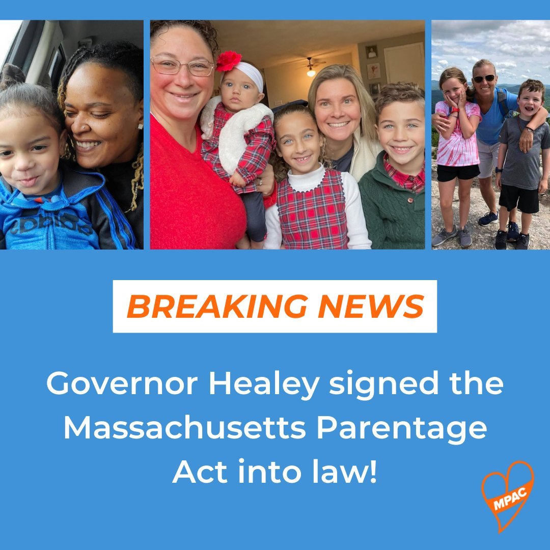 VICTORY! <a href="/MassGovernor/">Governor Maura Healey</a> signed the #MassParentage Act into law 🎉 

This momentous victory will ensure that every child in the Commonwealth has the legal protection they need and deserve from day one.

mass.gov/news/governor-… #MAPoli