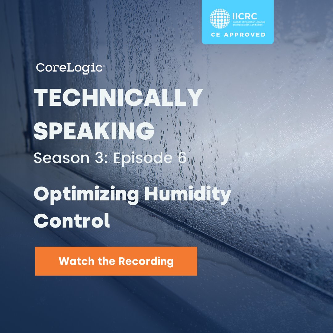 Watch the latest Technically Speaking #webinar episode on our website now! clgx.co/45vJUob

#IICRC #CEC #RestorationWebinar #Mitigation