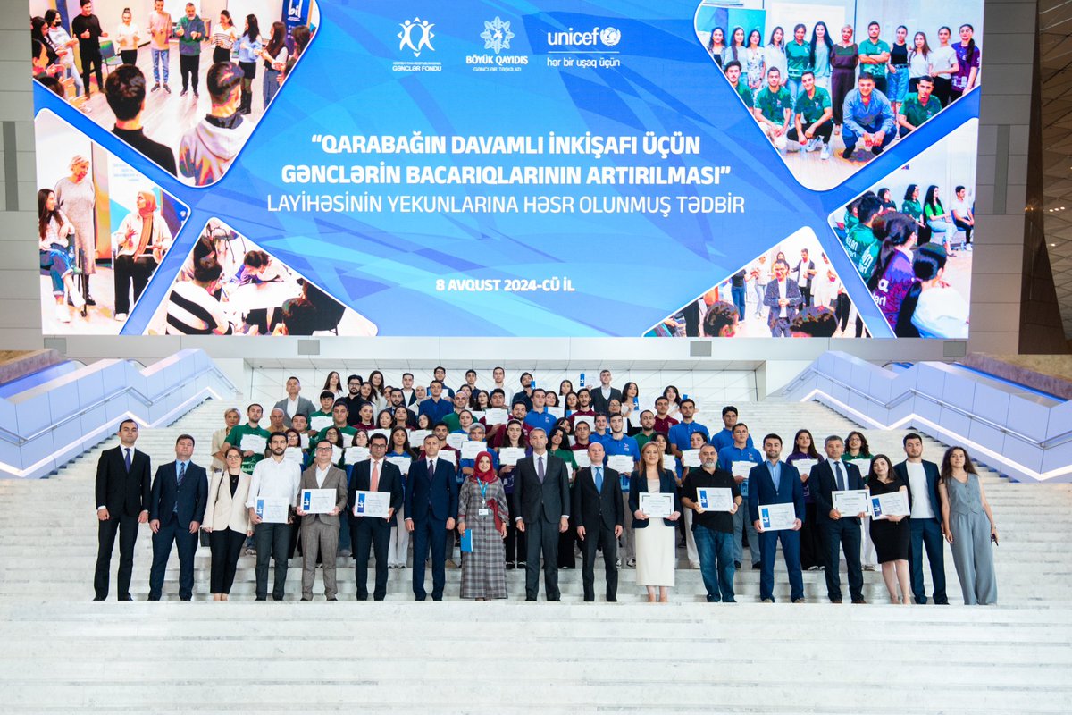 boyukqayidish's tweet photo. “Qarabağın davamlı inkişafı üçün gənclərin bacarıqlarının artırılması” layihəsinin yekunlarına həsr olunmuş tədbir keçirilib.

Tədbirdə tərəfdaş qurumların nümayəndələri, təşkilatın idarə heyətinin üzvləri, təlimçilər, layihə iştirakçıları və media nümayəndələri iştirak ediblər. https://t.co/8Z4OocrMAO