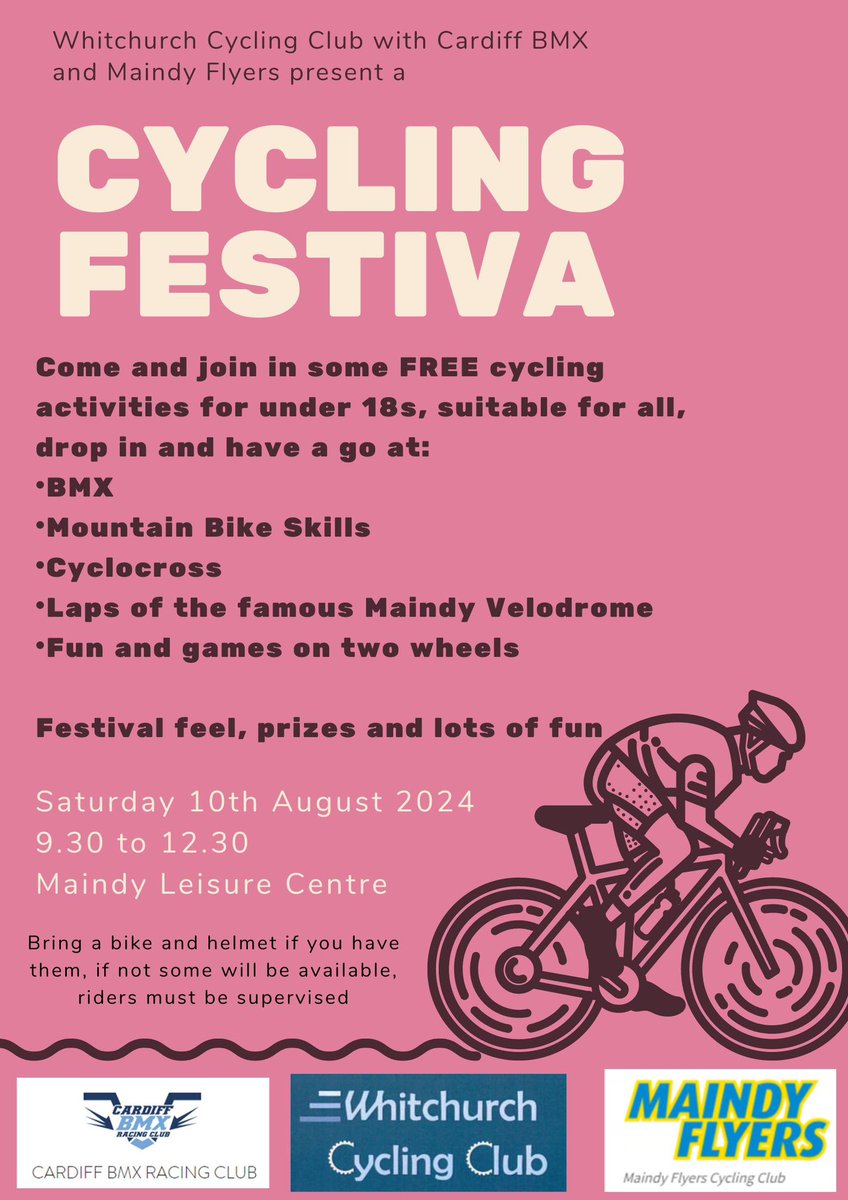 Whitchurch Cycling (@whitchurchcycle) on Twitter photo TOMMORROW! join us at Maindy Velodrome for fun and games on two wheels. Inspired by the BMX, Mountain Biking, Track or Road riding at the #OlympicGames then come and give them a go! <a href="/BeicioCymru/">Beicio Cymru</a> TOMMORROW! join us at Maindy Velodrome for fun and games on two wheels. Inspired by the BMX, Mountain Biking, Track or Road riding at the #OlympicGames then come and give them a go! <a href="/BeicioCymru/">Beicio Cymru</a>