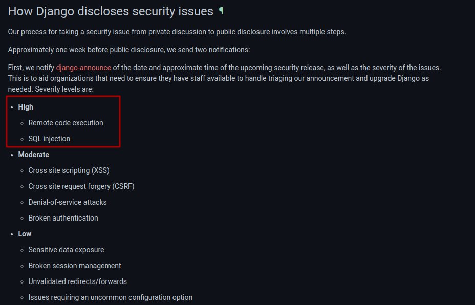 I am thrilled to announce I have found CVE-2024-42005.
The CVE rated with "High" sevirity, which is the higest sevirity in django and same sevirity as RCE.
The Cve score is 9.8.
nvd.nist.gov/vuln/detail/CV…