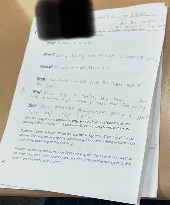 ⁦<a href="/PaideiaCenter/">Paideia Center</a>⁩ “The Man in the Well” by Ira Sher is full of ideas/values that spark lively discussions between 7th graders ⁦<a href="/merrolhydehawks/">Merrol Hyde Magnet</a>⁩.