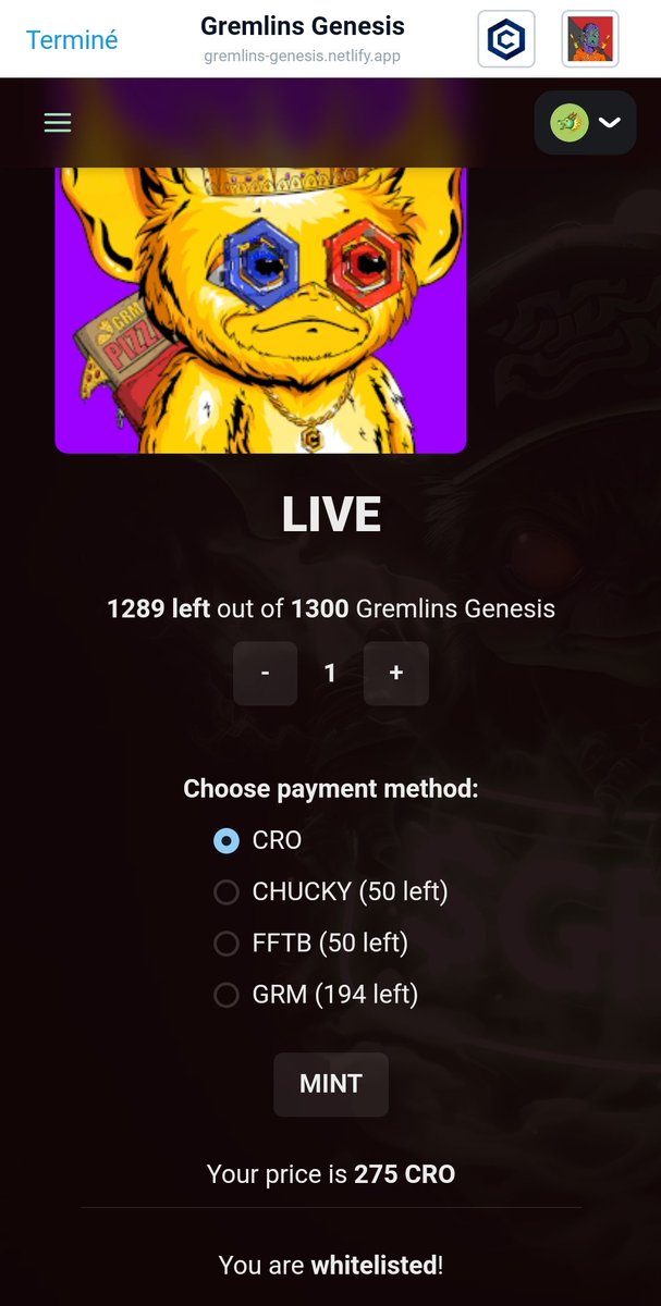 Gremlin💎$GRM - Gremlins Genesis Nft is Live (@grm_gremlin) on Twitter photo Lets go #crofam
<a href="/SuperTonicMike/">VeryVerySuperTonicMike - DooNFT Chucky Team</a> <a href="/TheDooNFT/">DooSwap | $CHUCKY | DooNFT</a>
<a href="/EbisusBay/">Ebisu's Bay | GameFi - NFT Market - DEX</a> <a href="/wolfswapdotapp/">Wolfswap | Swap & Earn</a> <a href="/FFTBcro/">FFTheBozos | $FFTB</a> @PuppetzNFT @wolfswapnews we are live Lets go #crofam
<a href="/SuperTonicMike/">VeryVerySuperTonicMike - DooNFT Chucky Team</a> <a href="/TheDooNFT/">DooSwap | $CHUCKY | DooNFT</a>
<a href="/EbisusBay/">Ebisu's Bay | GameFi - NFT Market - DEX</a> <a href="/wolfswapdotapp/">Wolfswap | Swap & Earn</a> <a href="/FFTBcro/">FFTheBozos | $FFTB</a> @PuppetzNFT @wolfswapnews we are live