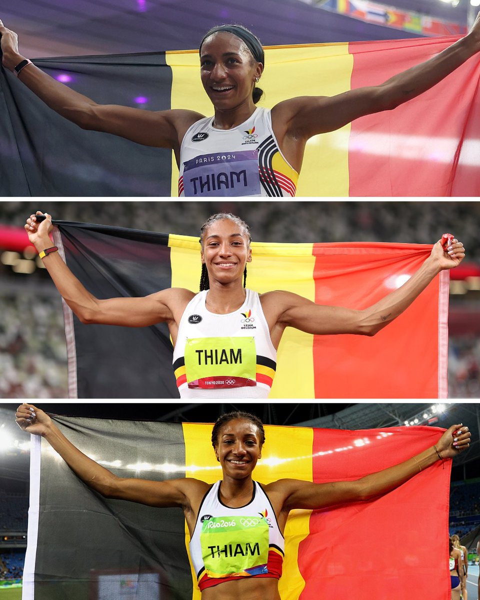 Paris 2024 🥇 Tokyo 2020 🥇 Rio 2016 🥇

Nafi Thiam makes history with three consecutive Olympic heptathlon titles 👏👏👏

#Olympics | #Paris2024